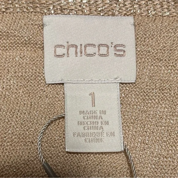 NWT Chicos Ceara Shine Pullover Gold Metallic Cowl Neck Sweater • Size M - Picture 7 of 11